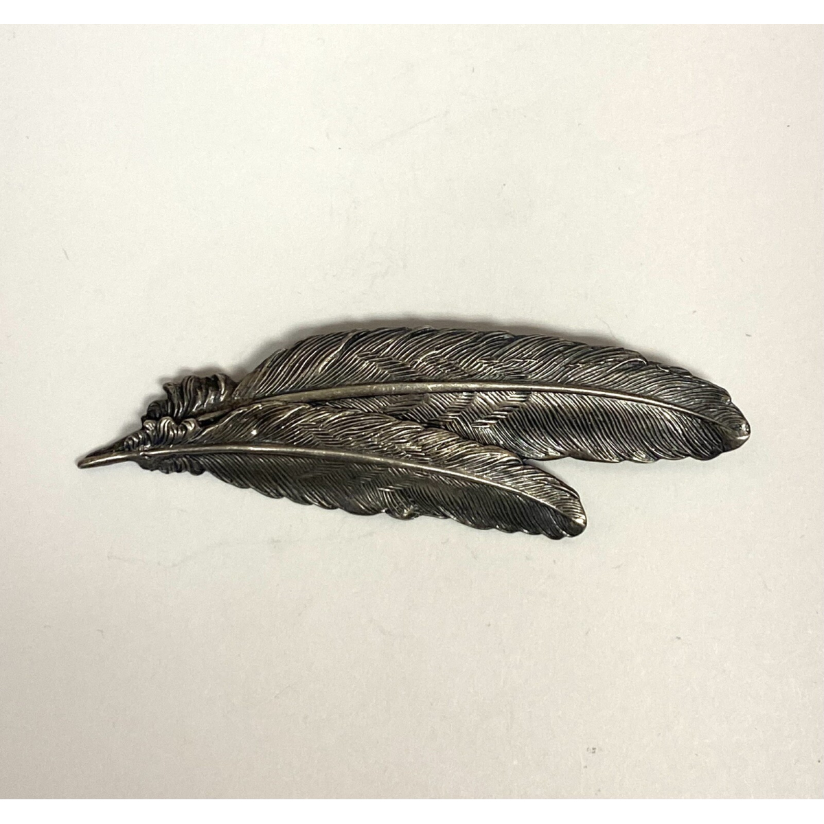 Antique DANECRAFT Sterling Silver Feather Pendant Brooch Pin