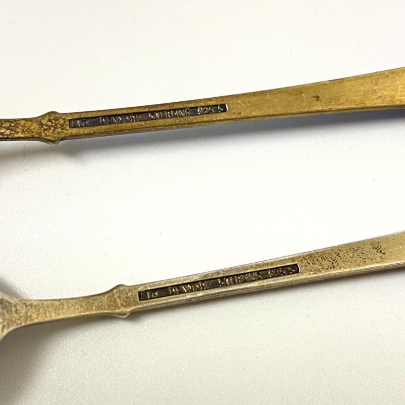 6 Demitasse Spoon Set Enamel Gilt Sterling Silver Ela Denmark