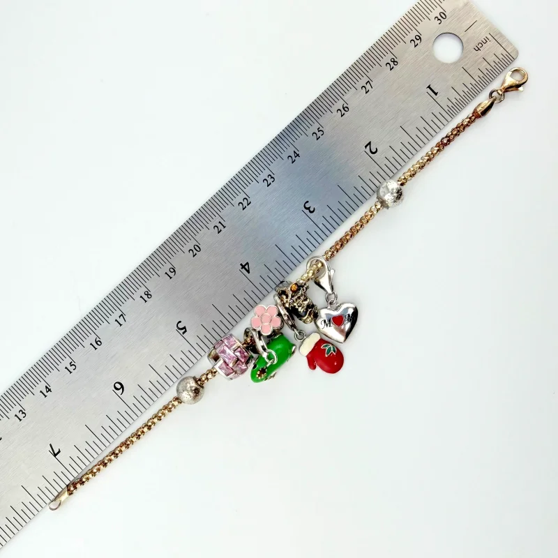925 Sterling Silver Italian RCI Bracelet With Cute Charms, 7.5 ich