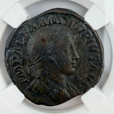 ROMAN EMPIRE Severus Alexander (AD 222-235) AE Sestertius – NGC VF #005 ROMAN EMPIRE Severus Alexander (AD 222-235) AE Sestertius – NGC VF #005