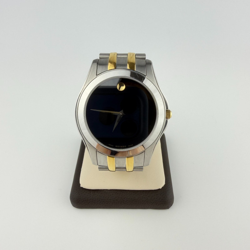 Movado Museum Two Tone Stainless Steel Men's Watch Black Dial 40 mm