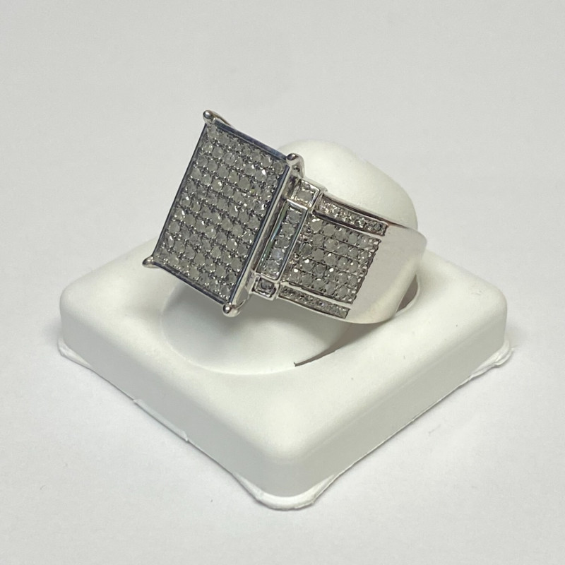 RHODIUM OVER Sterling Silver Ring ROUND DIAMOND 1.00ctw, SIZE 11