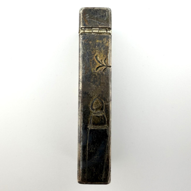 Vintage Sterling Silver Japanese Lighter Taiyo Geisha Kimono Engraved Flip-Top