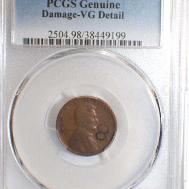 1918 PCGS LINCOLN WHEAT GENUINE DAMAGE -VG DETAIL 1C 8 ERROR 1918 PCGS LINCOLN WHEAT GENUINE DAMAGE -VG DETAIL 1C 8 ERROR