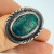 Vintage Mexican Natural Green Turquoise Cabochon Silver Ring 50s 60s 7.5