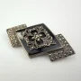 Vintage Geometrical Pin / Brooch with Black Onyx and Marcasite 925 Sterling
