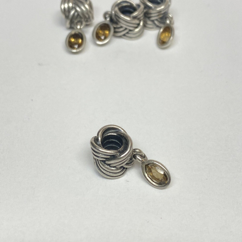 Sterling Silver Amber Gems Screw-on Bead for Charm Bracelets #4