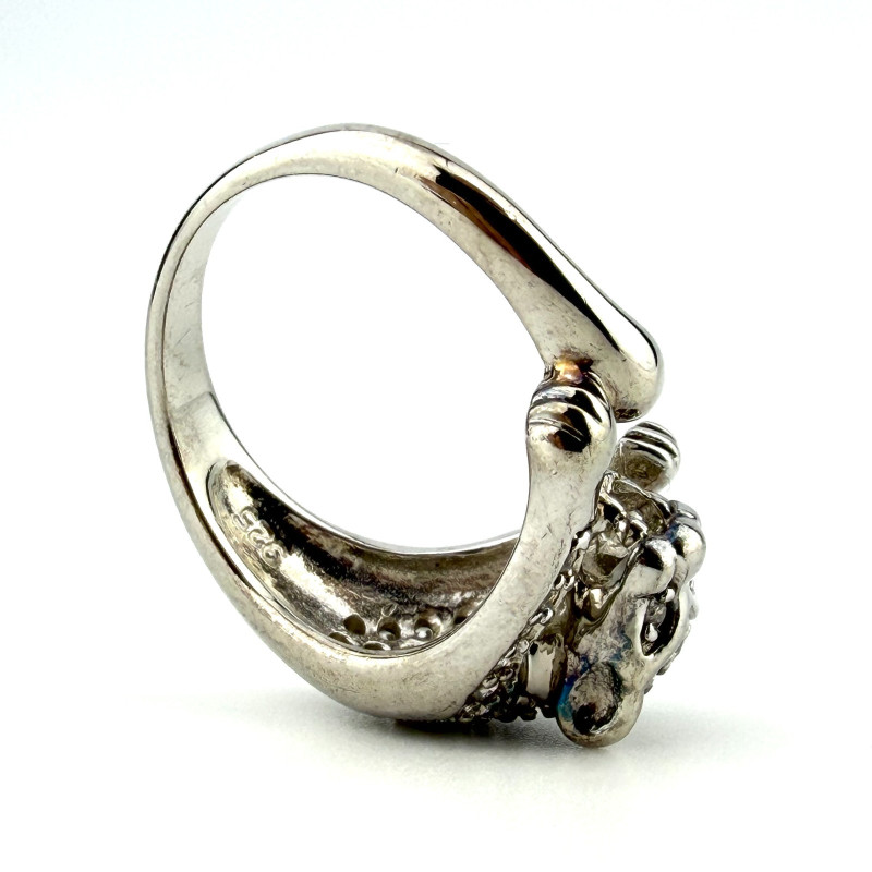 Vintage-Style Silver 925 Panther Ring – Pave CZ Stones, Size 7
