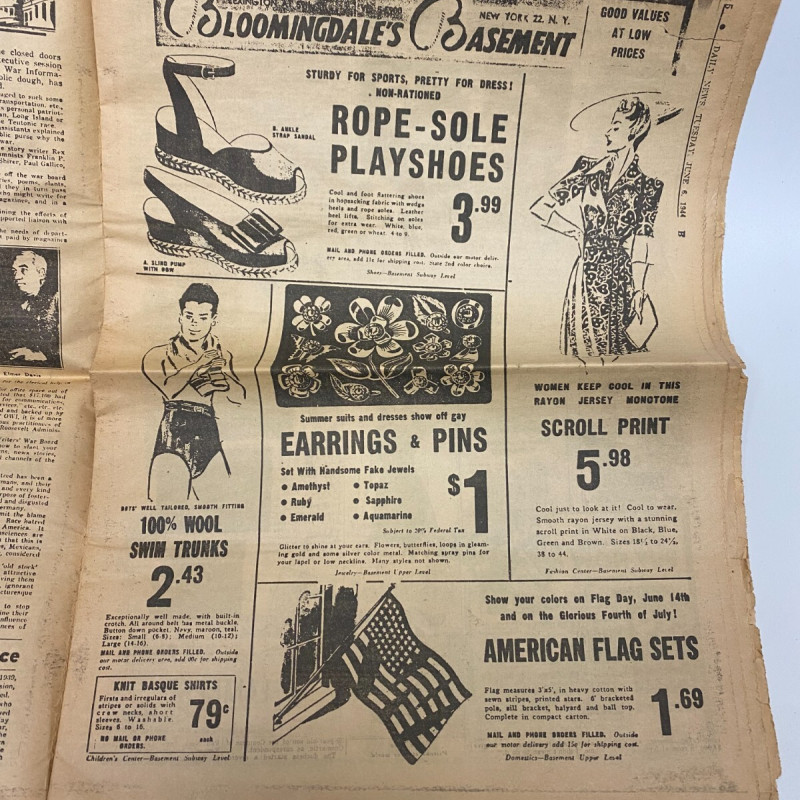 JUNE 6, 1944 D-DAY NEW YORK DAILY NEWS ICONIC NEWSPAPER RARE