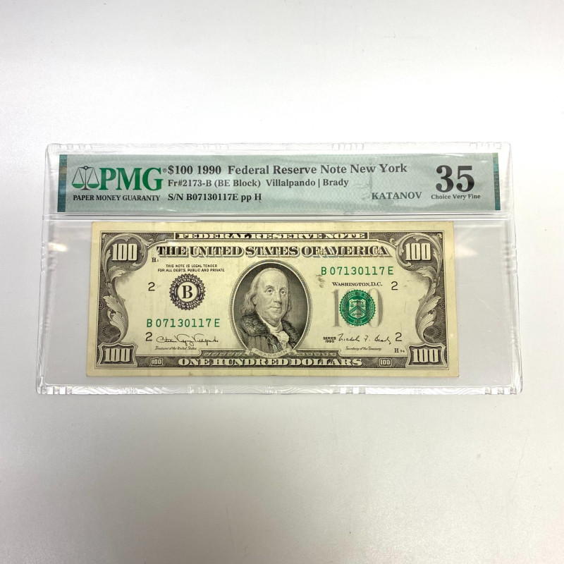 Fr 2173-B (BE Block) 1990 $100 FRN New York PMG 35 Fr 2173-B (BE Block) 1990 $100 FRN New York PMG 35