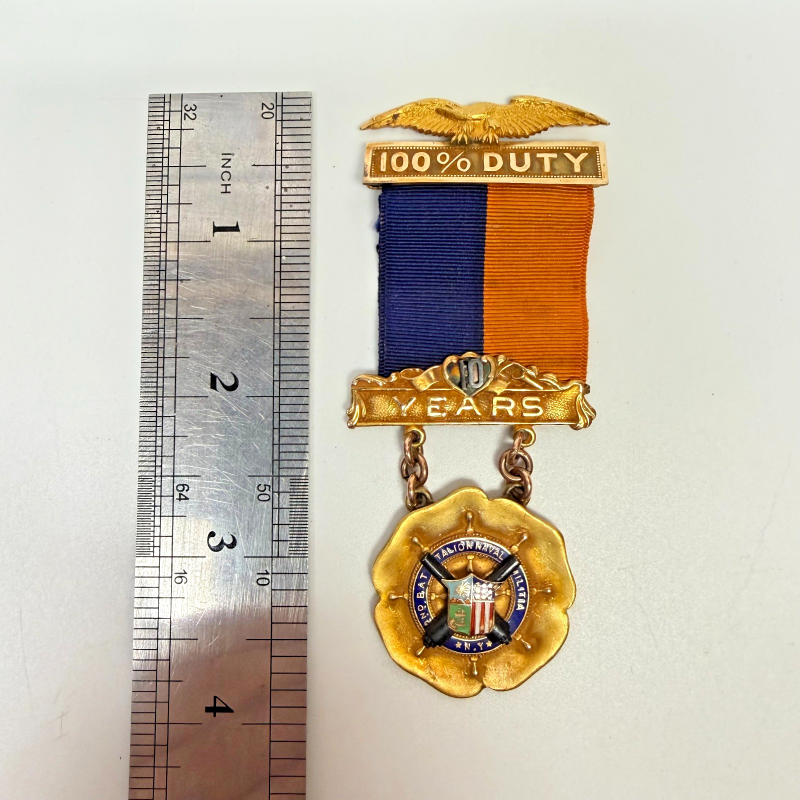 14K Gold Dieges & Clust 10 Year 2nd Battalion Naval Militia NY 100% Duty Medal