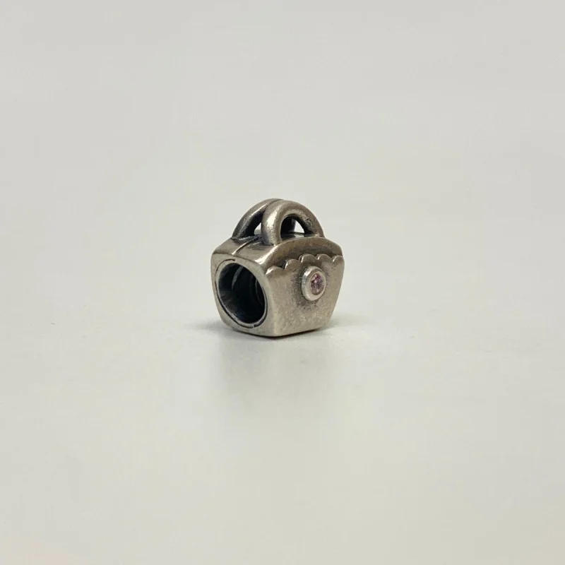 Authentic Pandora Silver Pink CZ Scalloped Purse Bead 790473PCZ *RETIRED*
