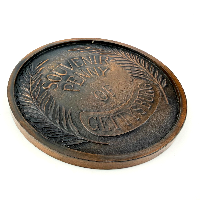 Large 75 mm Souvenir Bronze Penny of Gettysburg with Abraham Lincoln