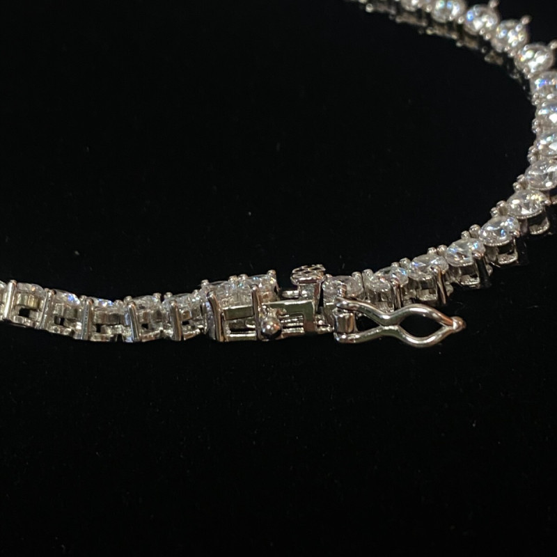 Silver 925 With White Sapphire Necklace 22"