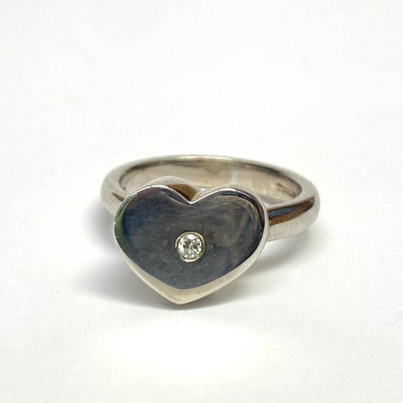 Tiffany & Co. Sterling Silver Paloma Picasso Diamond Modern Heart Ring Size 6.5 Tiffany & Co. Sterling Silver Paloma Picasso Diamond Modern Heart Ring Size 6.5