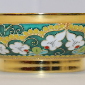 Beautiful Floral Russian silver 925 & 24k Gold Plated Bowl Enamel Filigree