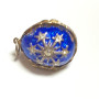 Small Antique Sterling Silver Enamel Egg Pendant (BLUE WITH STARS )