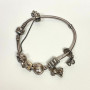 Pandora Solid Sterling Silver Multi-Charm Snake Bracelet 7 in, Box