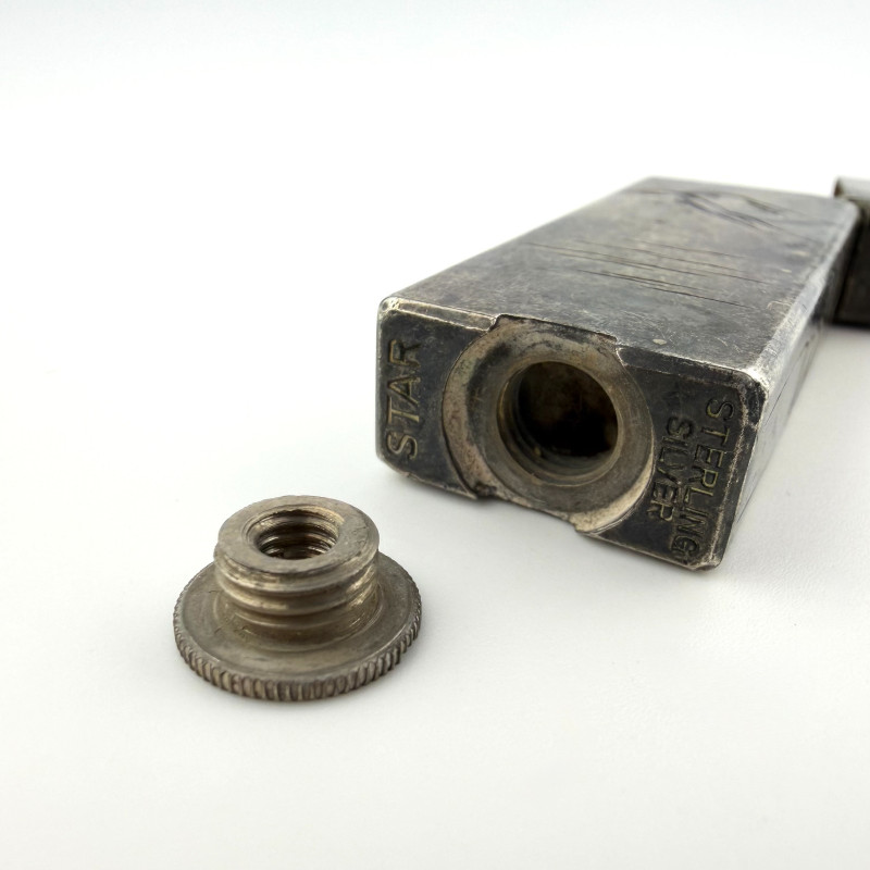 Vintage Sterling Silver Japanese Lighter Taiyo Geisha Kimono Engraved Flip-Top