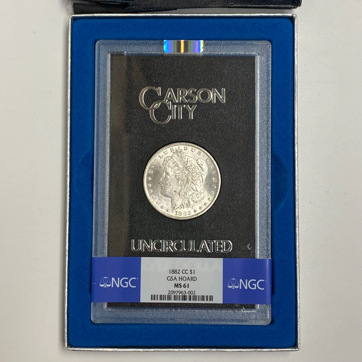 1882-CC $1 GSA Morgan Silver Dollar MS61 NGC with Box