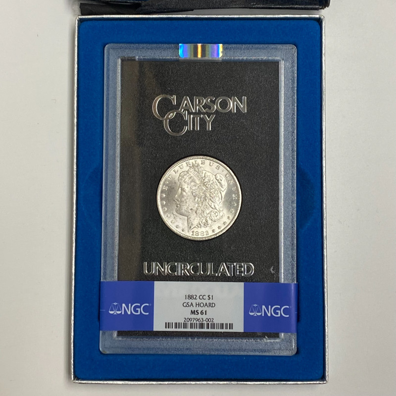 1882-CC $1 GSA Morgan Silver Dollar MS61 NGC with Box