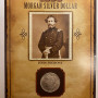 1890 Morgan Silver Dollar with Stamp on Card, American West, John Fremont