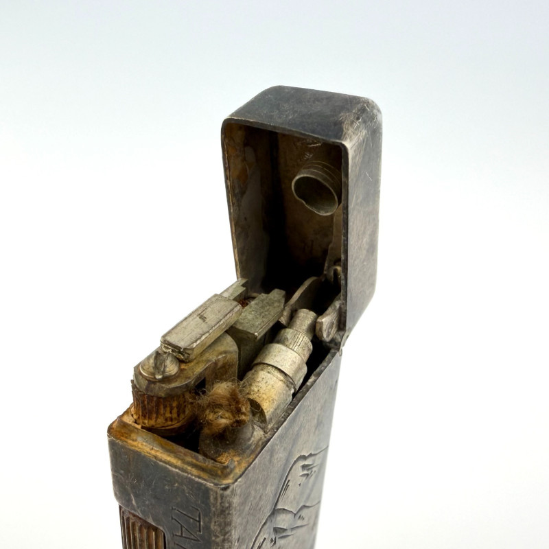 Vintage Sterling Silver Japanese Lighter Taiyo Geisha Kimono Engraved Flip-Top