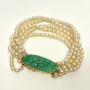 Jade 14k Clasp Five Strand Pearl Bracelet 7 Inch