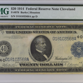  Fr #978 1914 $20 FRN  New York, PMG 35 4-D Choice Very Fine, BURKE/HOUSTON