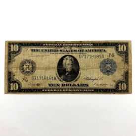 RARE 1914 $10 Large Size Federal Reserve Note Blue Seal-Repeater # 7171 & 8181