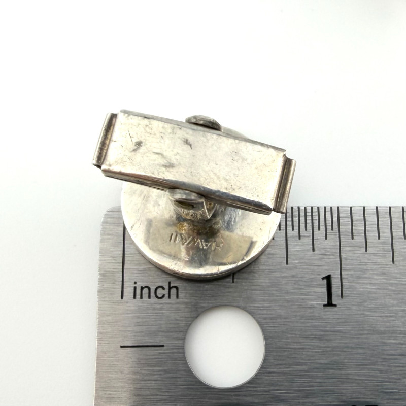 Vintage Hawaii Modernist Sterling Silver 925 Fish Round Cufflinks