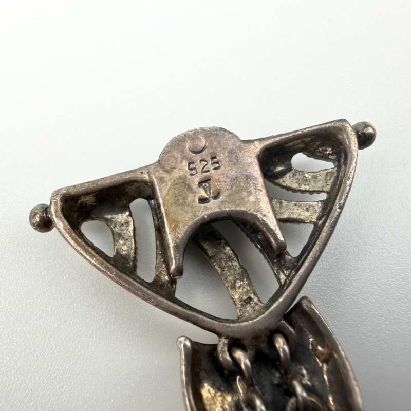 Sterling Silver Vintage Judith Jack Real Marcasite and Black Onyx Bracelet 7.5"