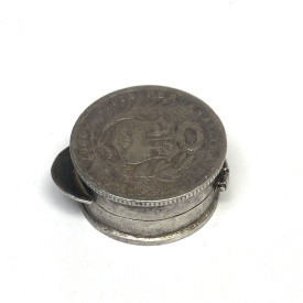 ANTIQUE 1907 Repub: Peruana Lima 9 Fino: F.G. Silver Coin Mini Container RARE