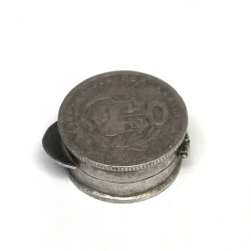 ANTIQUE 1907 Repub: Peruana Lima 9 Fino: F.G. Silver Coin Mini Container RARE