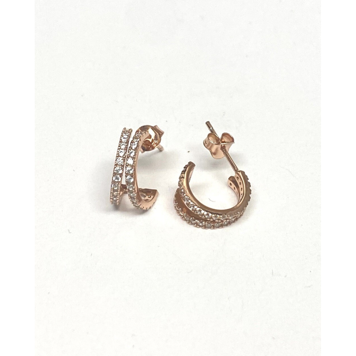 Shashi  Rose Gold Sterling Silver  Cz Designed  Curved Earrings