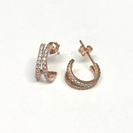 Shashi  Rose Gold Sterling Silver  Cz Designed  Curved Earrings