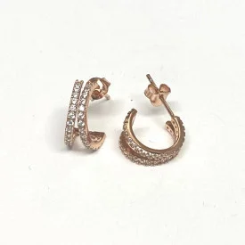 Shashi  Rose Gold Sterling Silver  Cz Designed  Curved Earrings