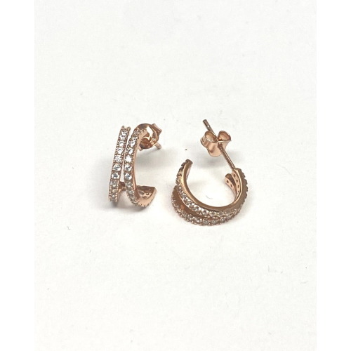 Shashi  Rose Gold Sterling Silver  Cz Designed  Curved Earrings
