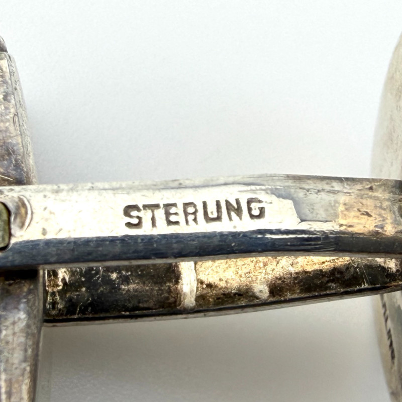 Vintage Hawaii Modernist Sterling Silver 925 Fish Round Cufflinks