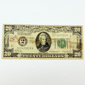 1928-A $20 Federal Reserve Note Redeemable in Gold Green Seal - B01420616A