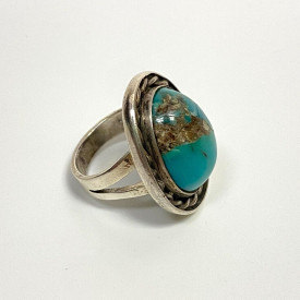 Vintage Sterling Silver Turquoise Ring Size 6.5