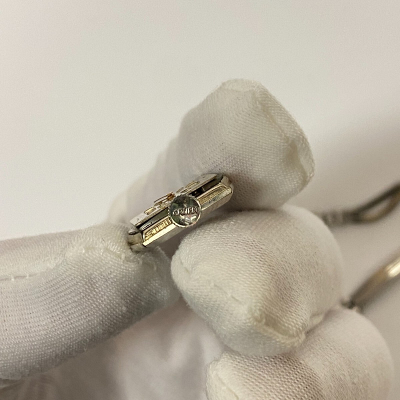 Vintage Ladies Gruen Precision 14K White Gold w Diamonds 17 Jewels