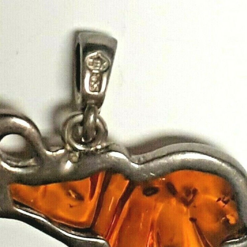 Antique 925 Sterling Silver Elephant Necklace PENDANT 