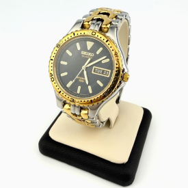 Seiko Two-Tone Sport 100 Men's Watch Two Tone Gold & Steel Date Quartz