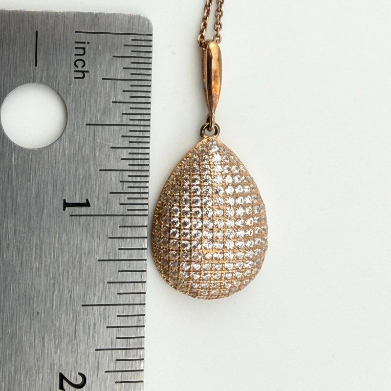 Elegant Rose Gold Plated 925 Sterling Silver Teardrop Pendant Necklace RCI Italy