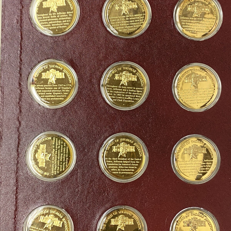 VERY RARE GENIUS OF THOMAS JEFFERSON 24K Gold Plating on STERLING PROOF SET 1976 VERY RARE GENIUS OF THOMAS JEFFERSON 24K Gold Plating on STERLING PROOF SET 1976