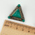 Vintage Dark Teal Turquoise Sterling Silver Triangle Stud Earrings Signed India