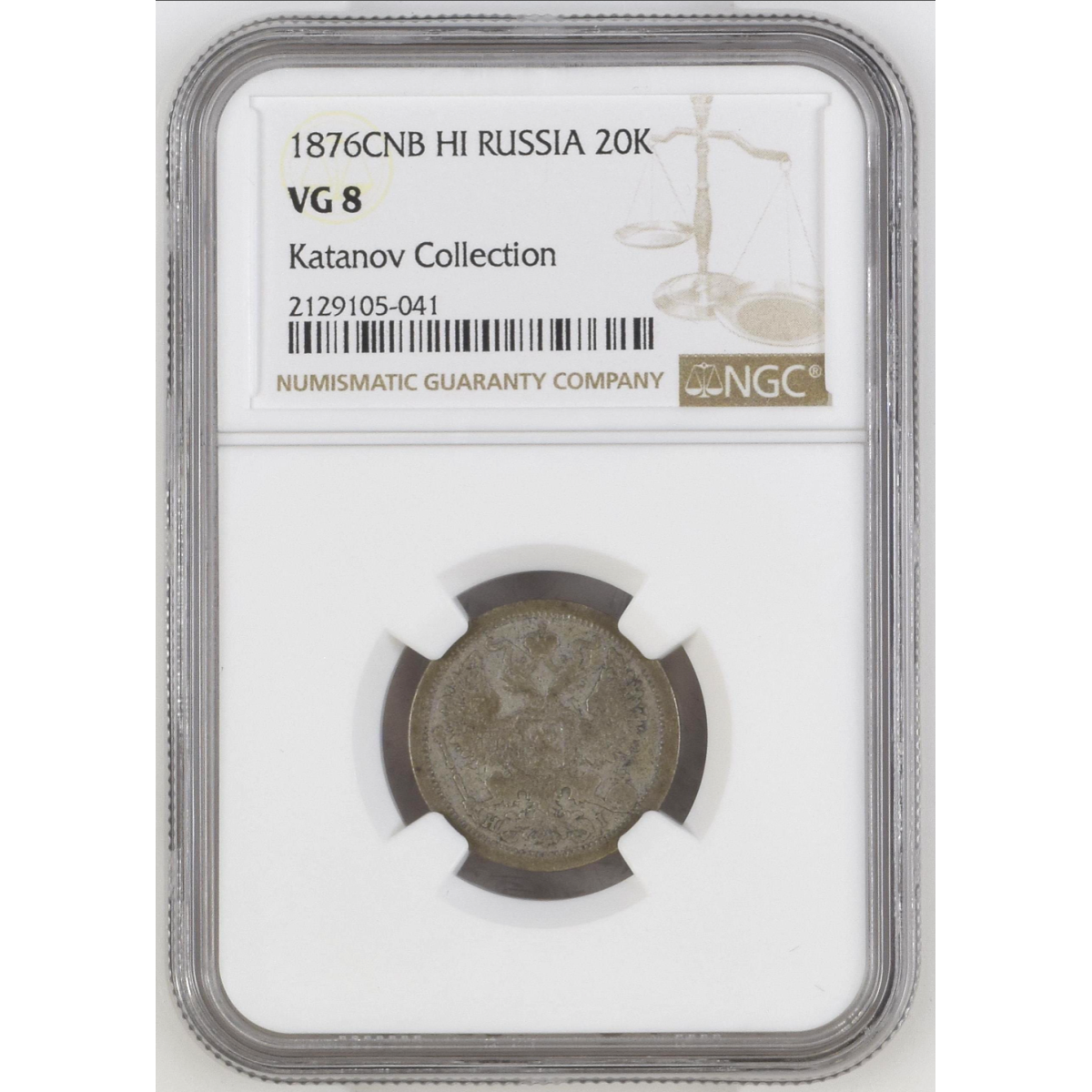 NGC 1876 CNB HI  Russian  Coin Silver  20K VG 8