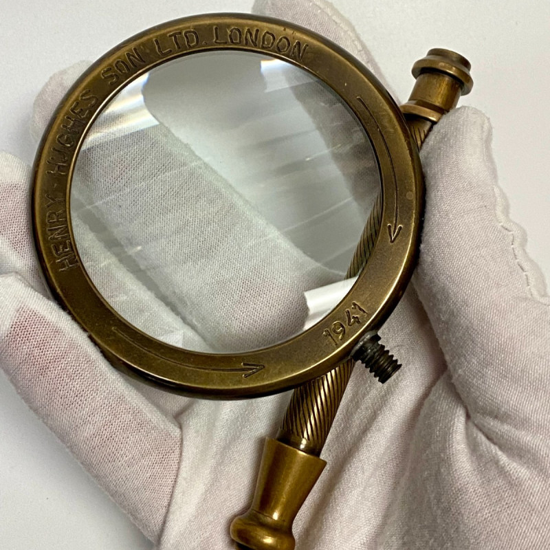Antique Vintage Style Brass Magnifying Glass "London 1941" Lens Instruments