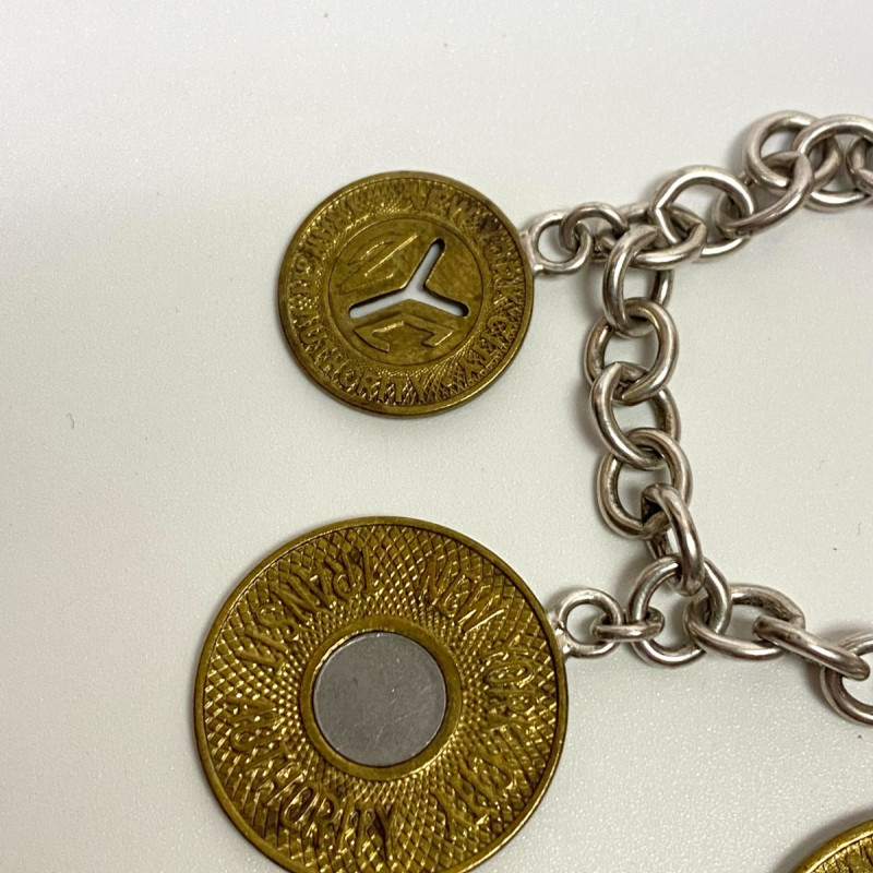 Vintage NYC Subway Token Charm Bracelet 925 Sterling Silver 7”- 31.3g Vintage NYC Subway Token Charm Bracelet 925 Sterling Silver 7”- 31.3g